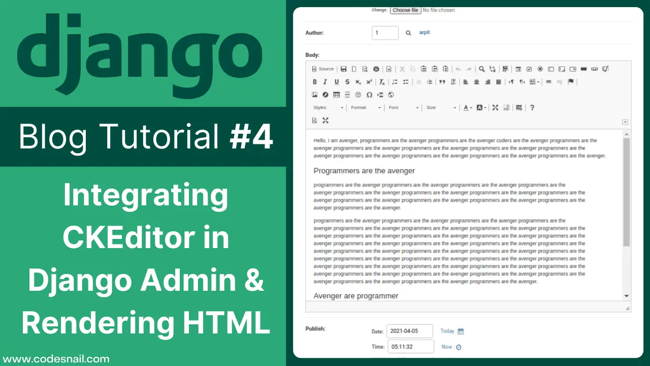 Integrating CKEditor in Django Admin and Rendering HTML in a template - Django Blog #4