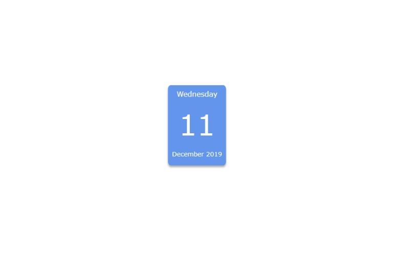 Simple Calendar using HTML, CSS and JavaScript