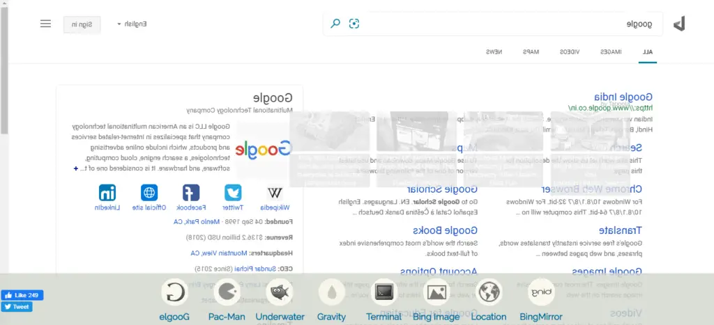 bing mirror elgoog