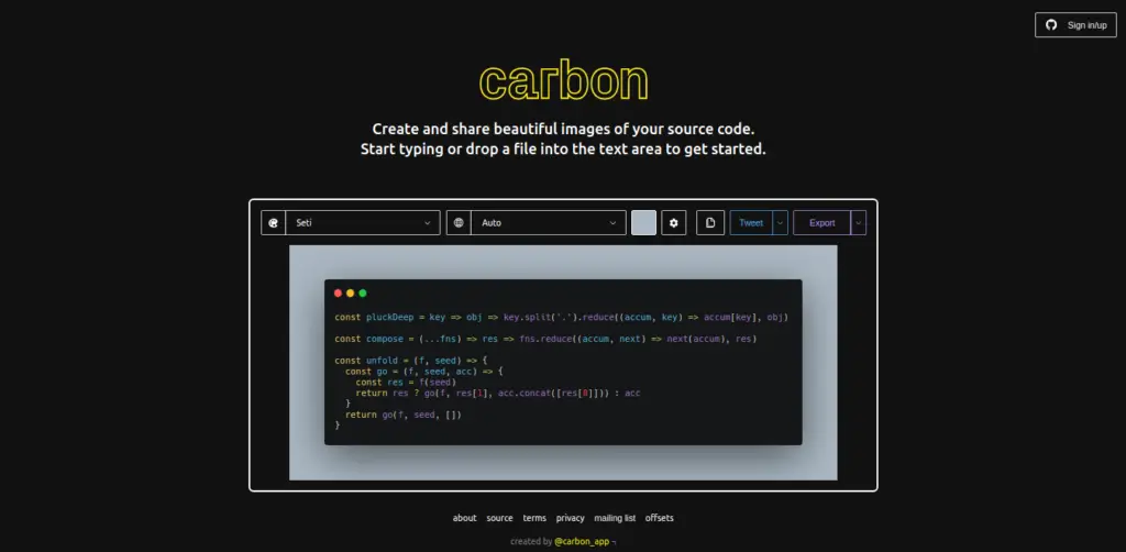 carbon tools for web developers