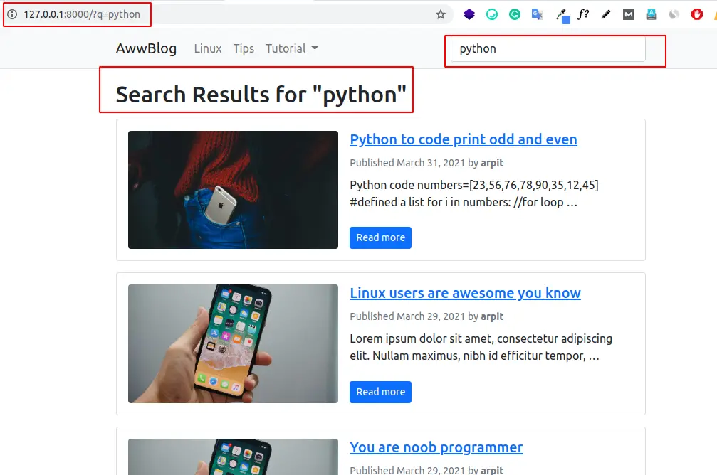 building a search functionality in django blog tutorial