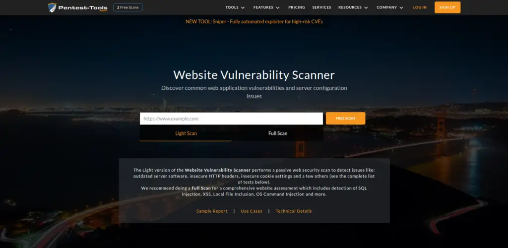 website vulnerability scanner tool for web development