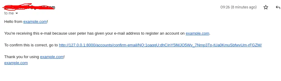 Email verification link