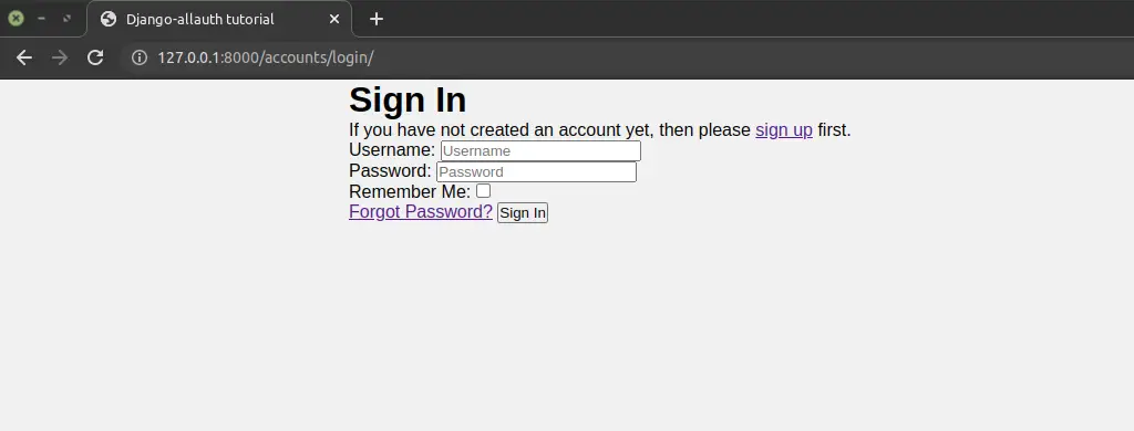 login page modified in django-allauth