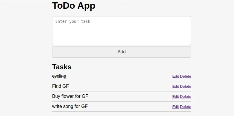 todo app in fastapi home page