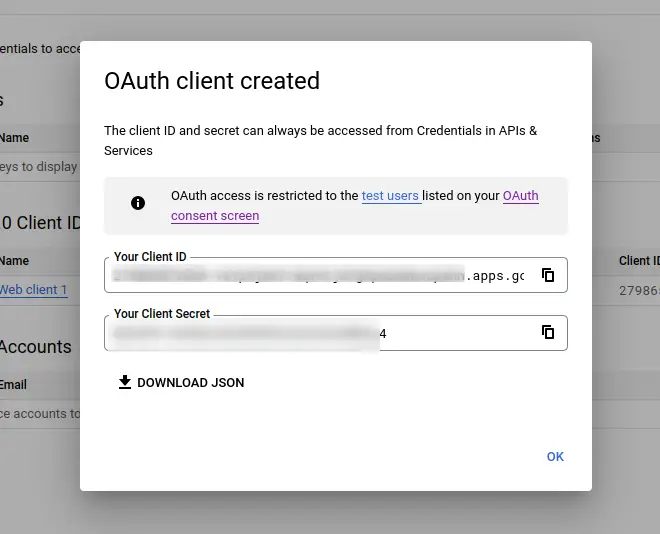OAuth client id and client secret, django-allauth google authentication