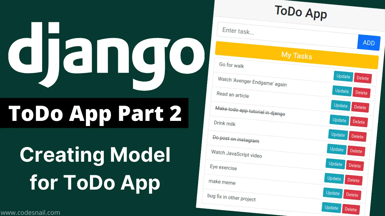 ToDo App in Django Part 2: Creating Model in Django for ToDo App