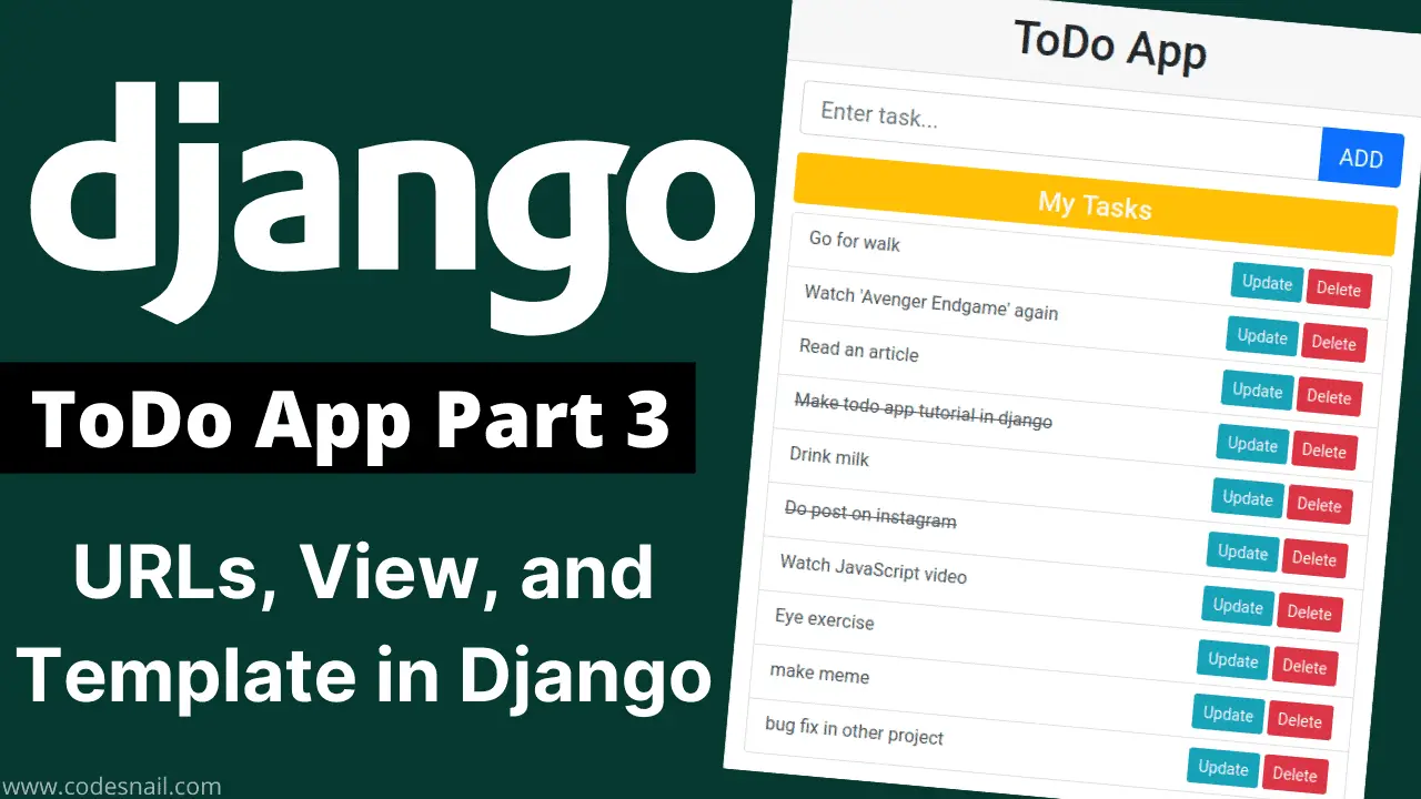 ToDo App in Django Part 3: URLs, View, and Template in Django