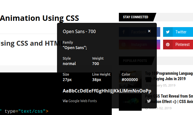 what font, best font detector from web page for frontend developer